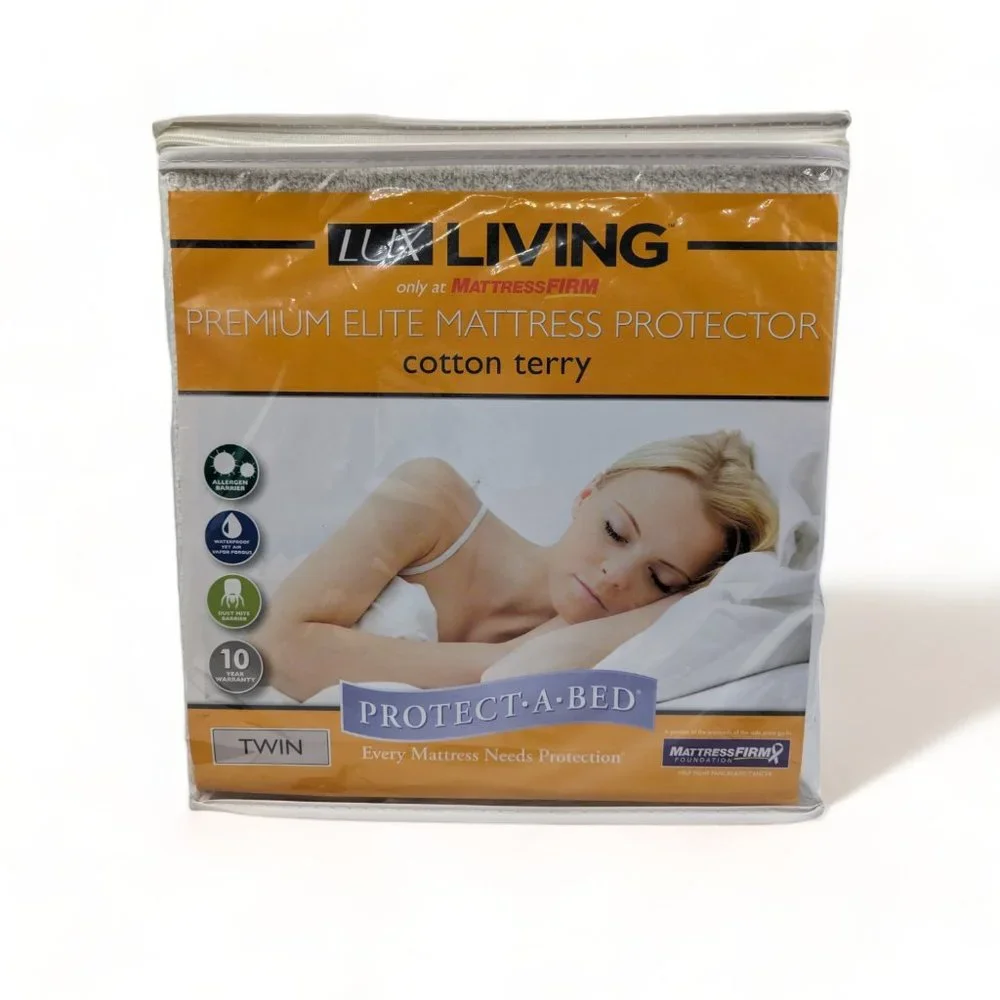 NEW Lux Living Premium Elite Twin Mattress Protector Cotton Terry Waterproof